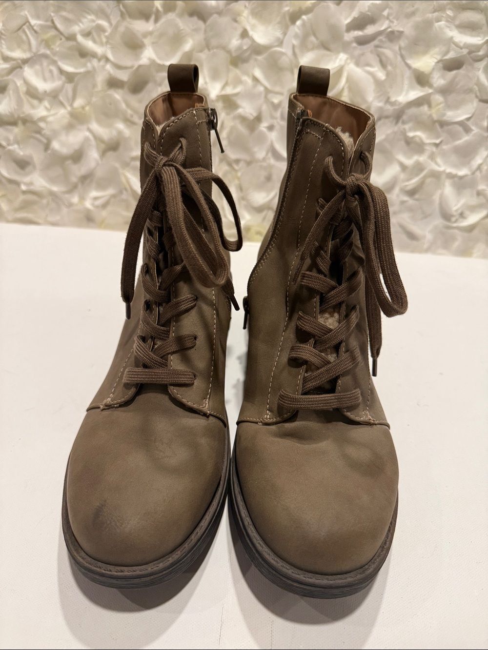 Life Stride Olive Lace-Up Ankle Boots